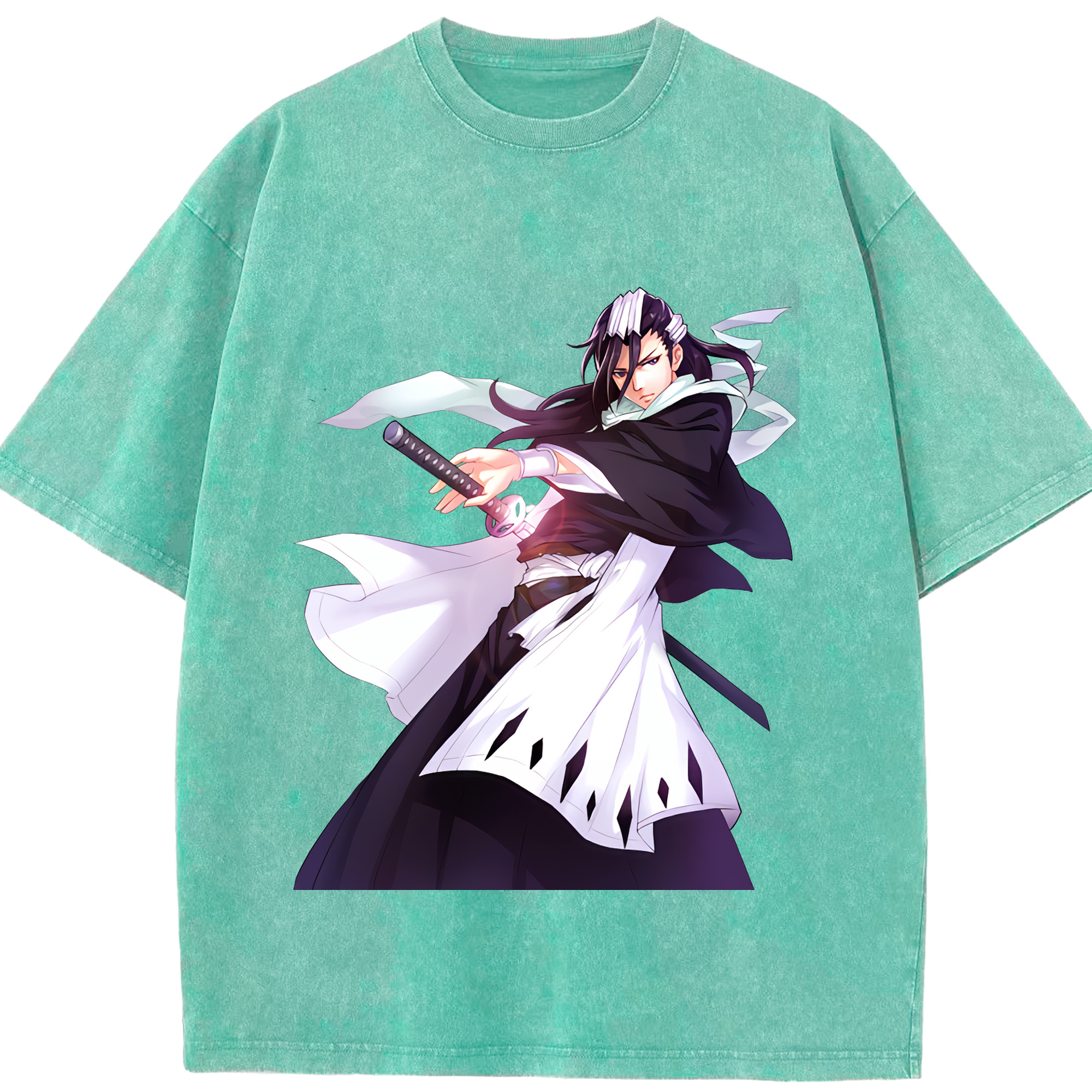 （画像用） ブリーチ くちき びゃくや BLEACH Kuchiki Byakuya 綿100% ヴィンテージ風 半袖Tシャツ（フロントプリント）